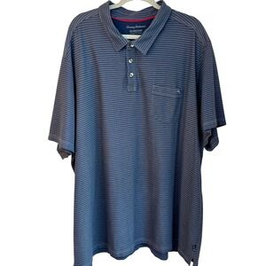 Tommy Bahama IslandZone Polo Men's 3XLB Blue Striped Short Sleeve Performance